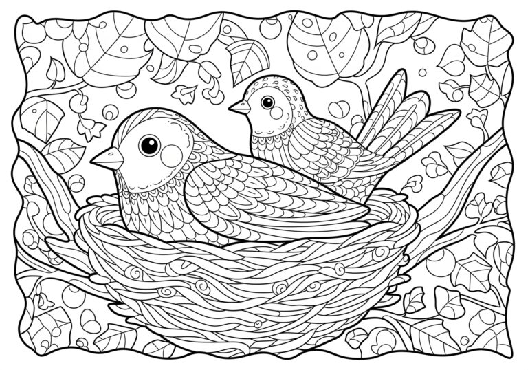 Printable Bird Nest Coloring Page