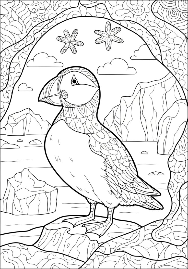 Puffin in the Arctic Coloring Page