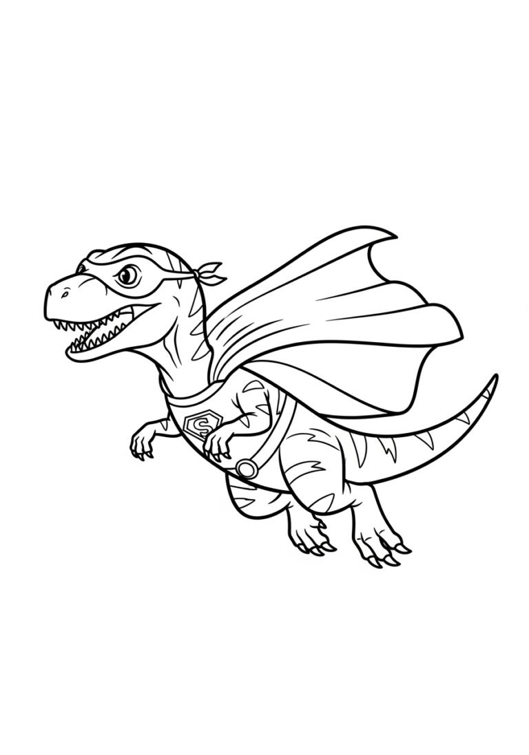 Raptor in a Superhero Costume Coloring Page