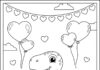 Raptor with a Valentine Heart Coloring Page