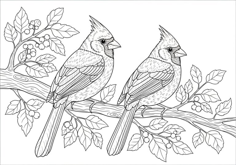 Realistic Cardinal Coloring Page