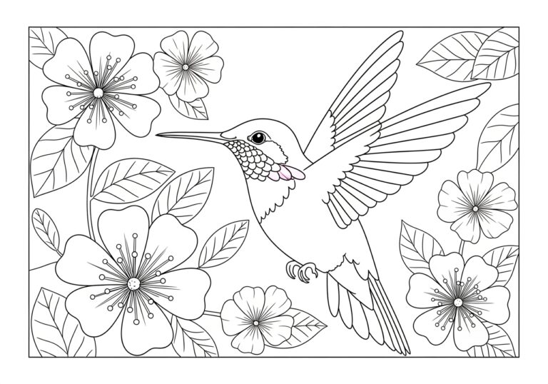 Realistic Hummingbird Coloring Page