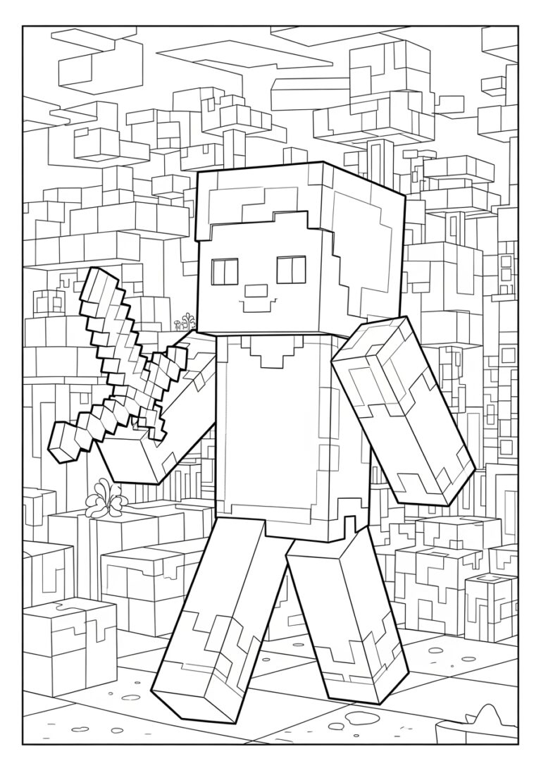 Realistic Minecraft Coloring Page