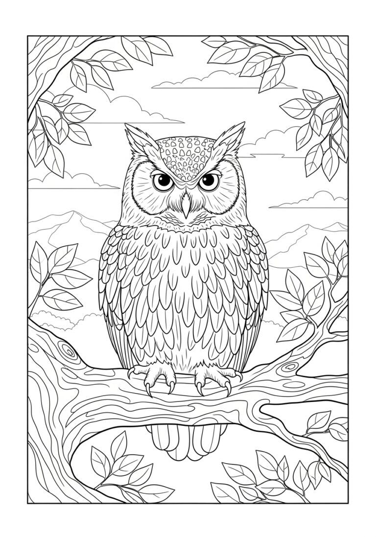 Realistic Owl Coloring Page