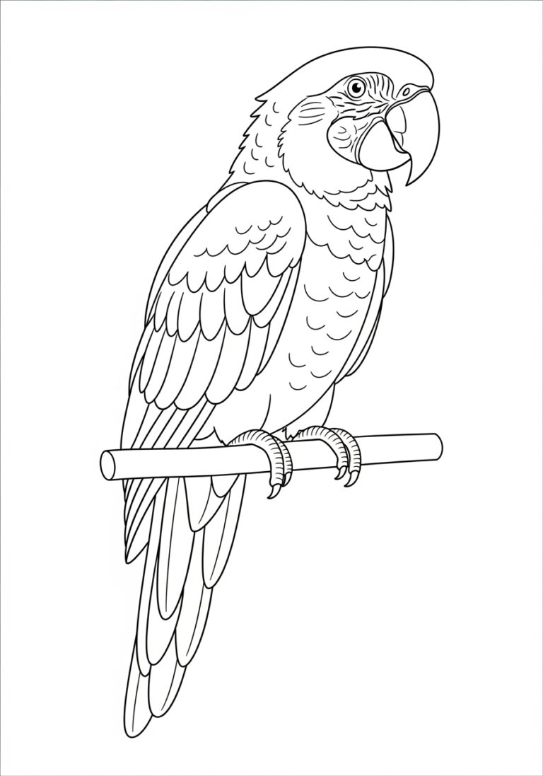 Realistic Parrot Coloring Page