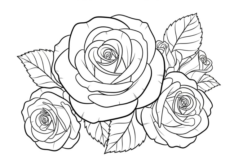 Realistic Rose Coloring Page