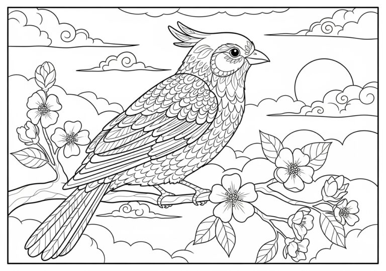 Red Bird Coloring Page