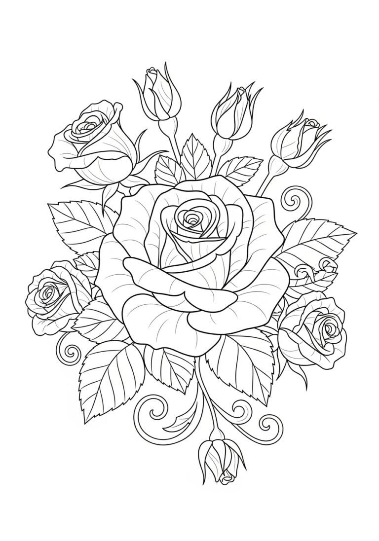 Red Rose Coloring Page