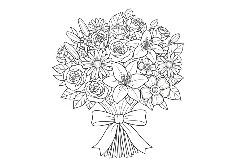 Romantic Bouquet Coloring Page