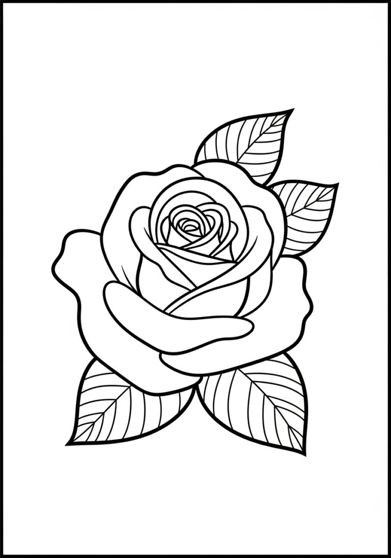Rose Coloring Page Easy