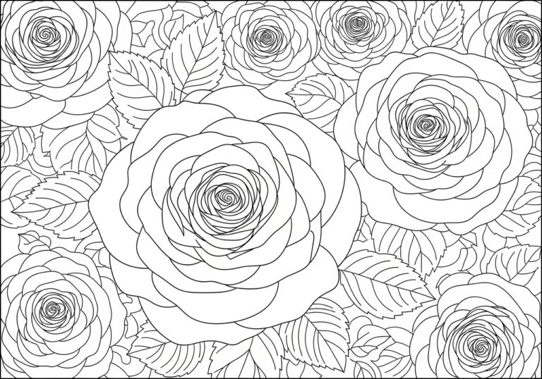 Rose Flower Coloring Image