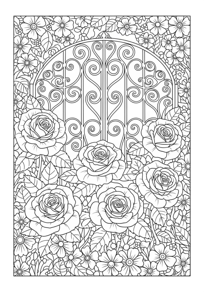 上級者向けの難しい花の塗り絵