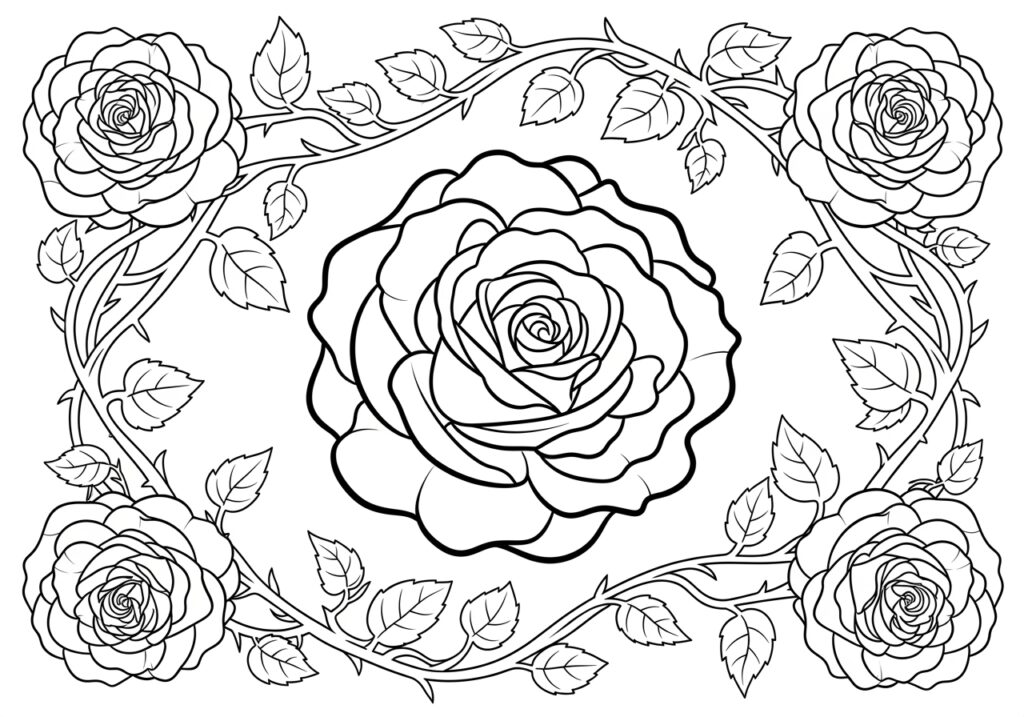 Rose Picture Coloring Page - Easy and Fun for Kids