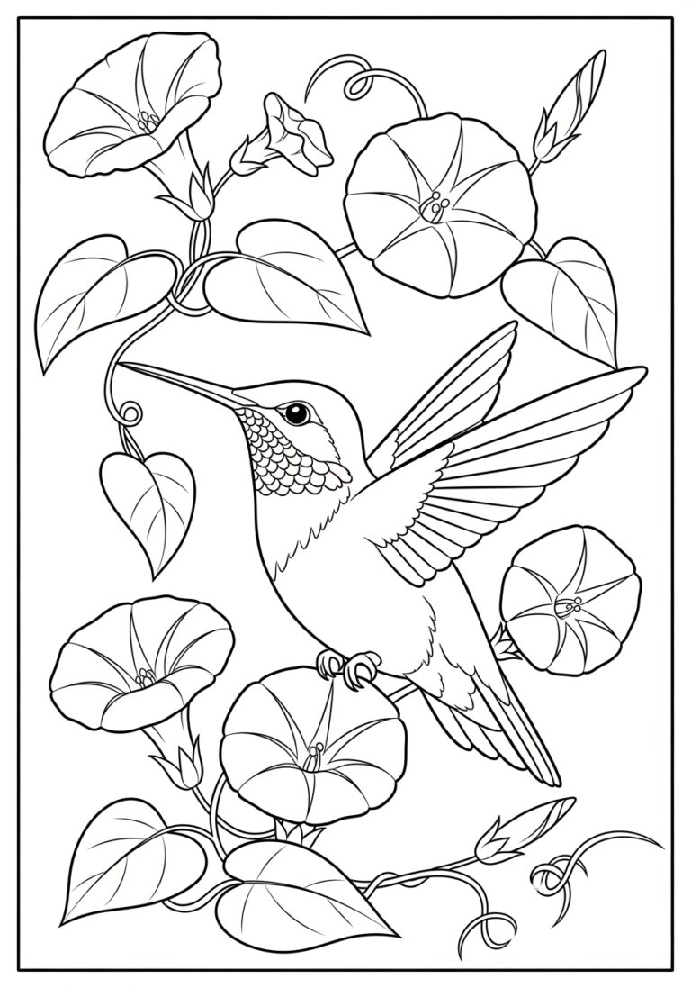Ruby Throated Hummingbird Coloring Page