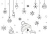 Seagull on a Snowy Christmas Scene Coloring Page