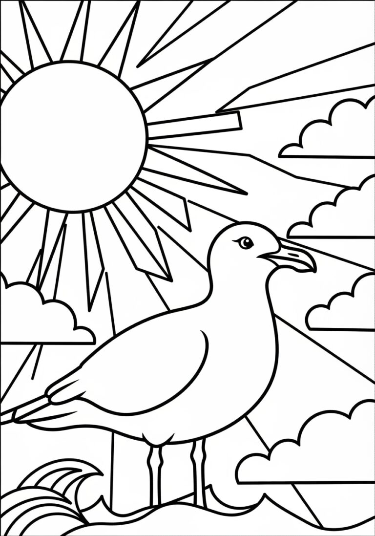 Seagull on a Sunny Day Coloring Page