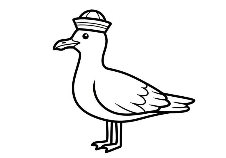 Seagull with a Sailor Hat Coloring Page