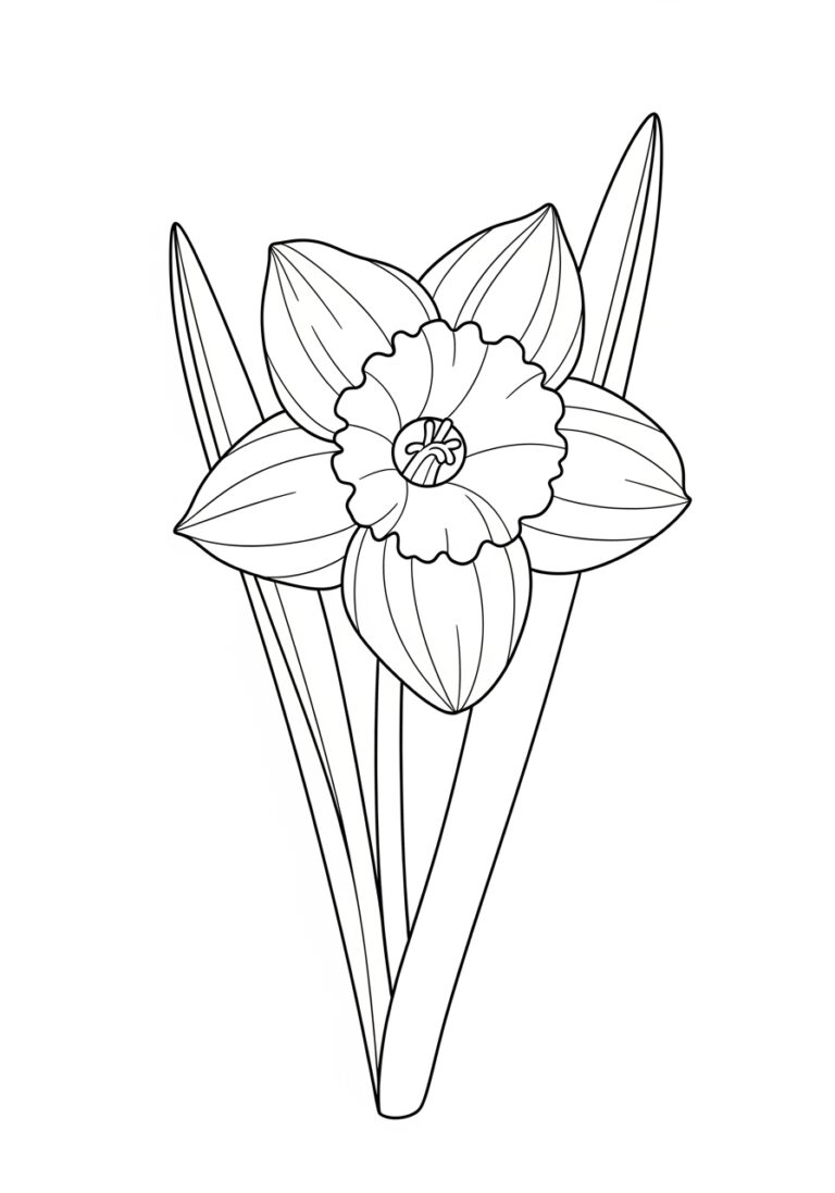 Simple Daffodil Outline for Toddlers Coloring Page