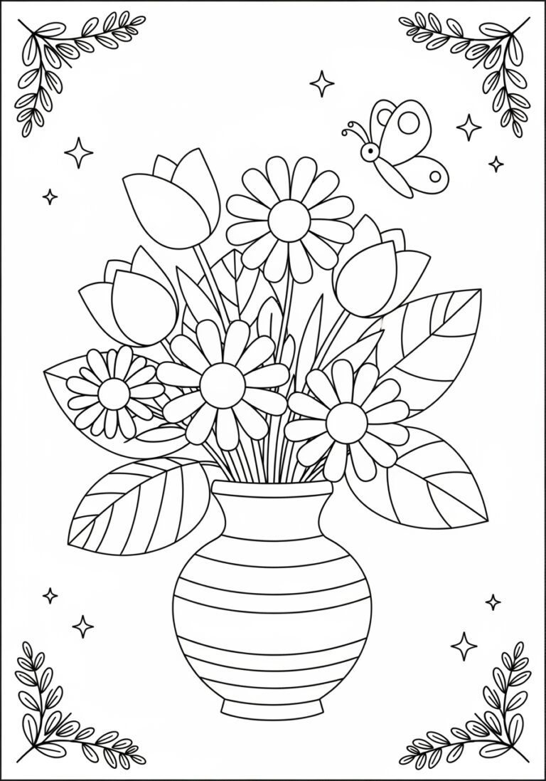 Simple Floral Coloring Page