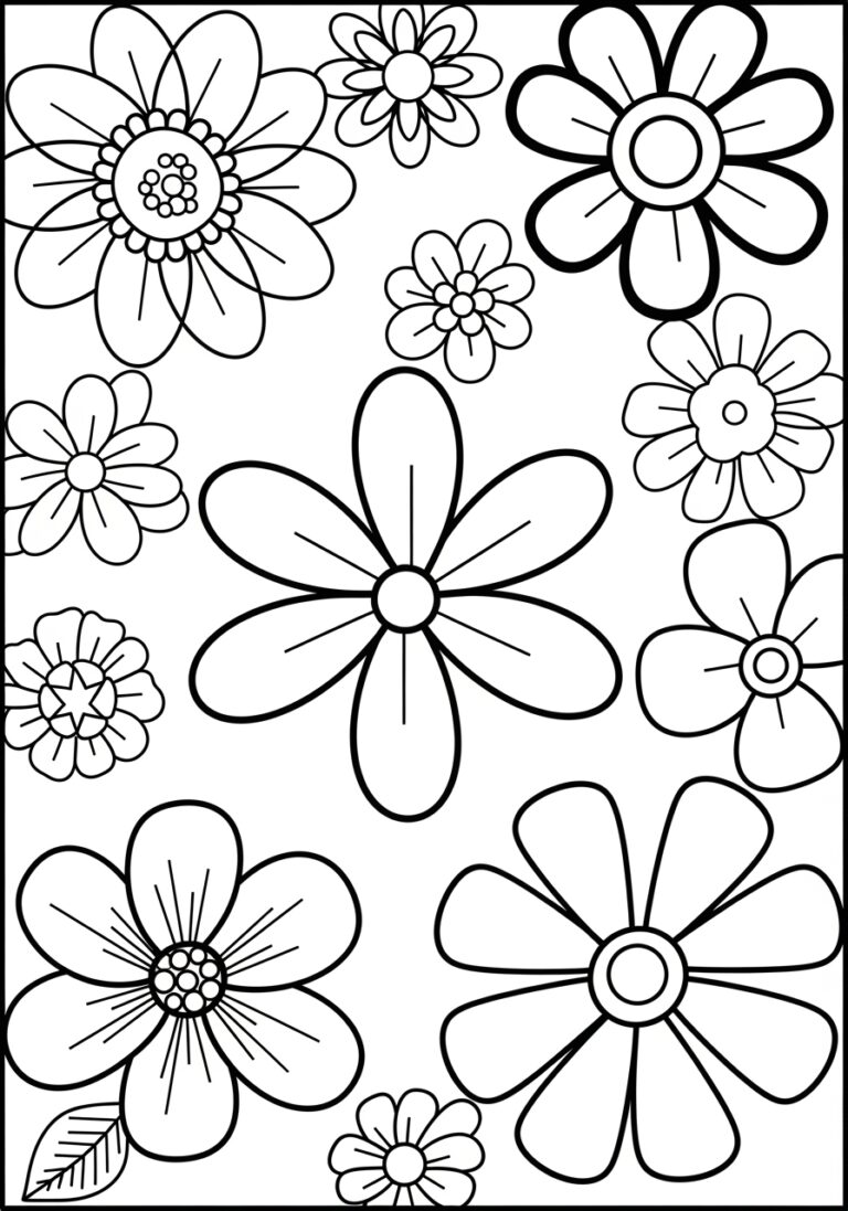 Simple Flower Coloring Page for Adults