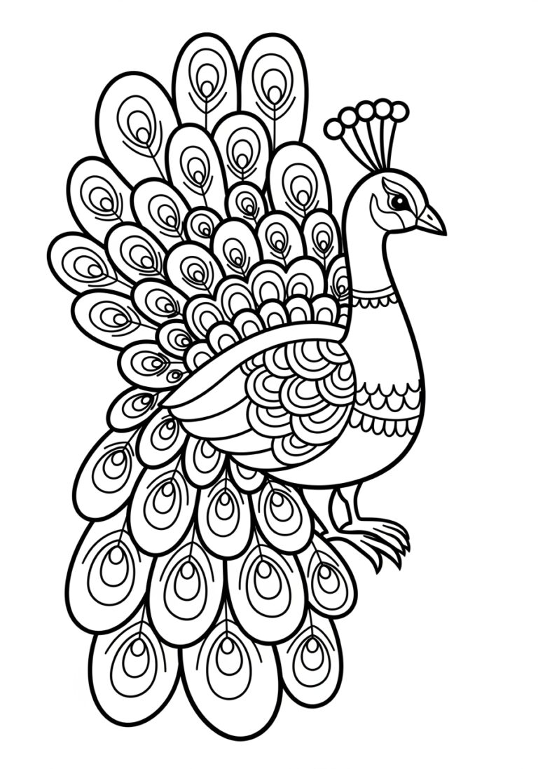 Simple Peacock Coloring Page