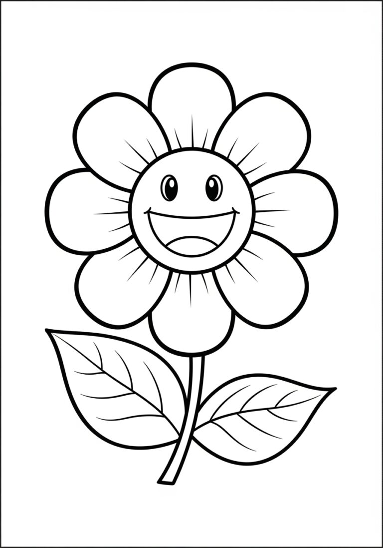 Smiley Face Flower Coloring Page
