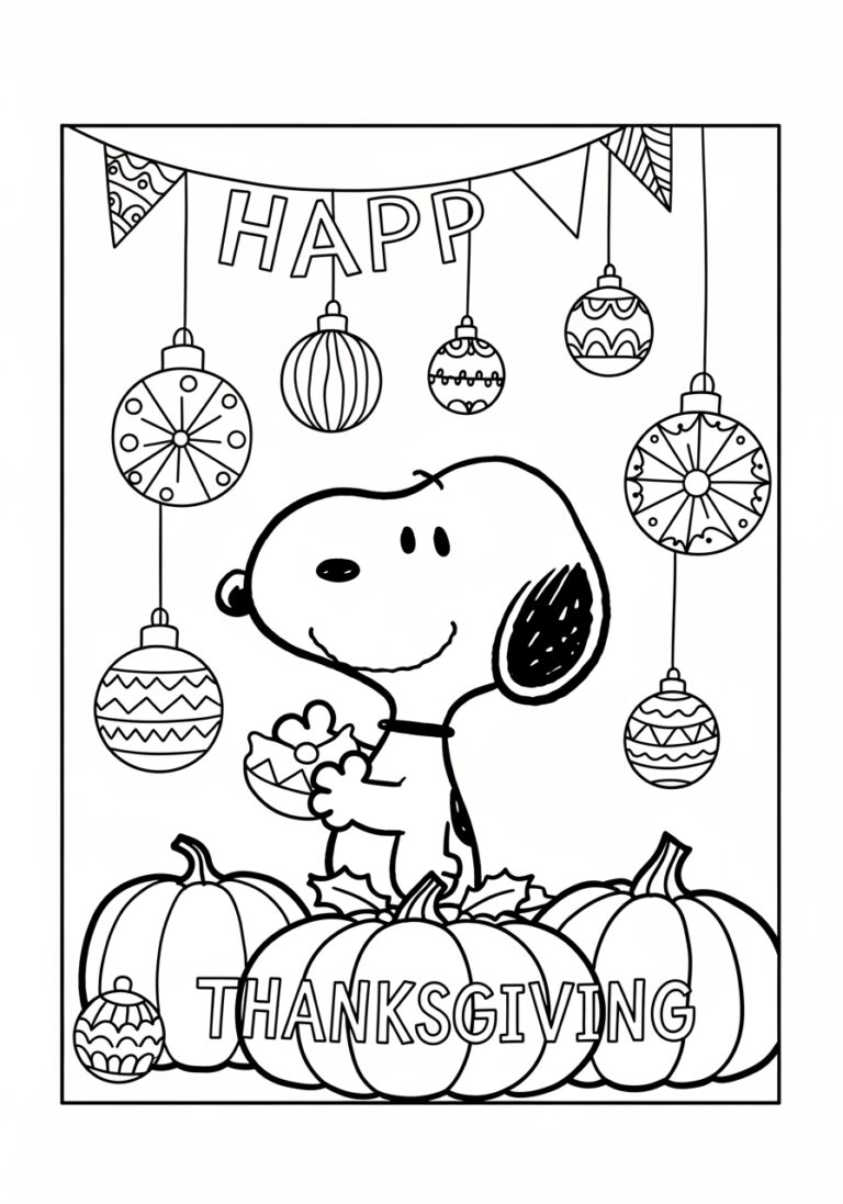 Snoopy Thanksgiving Coloring Page
