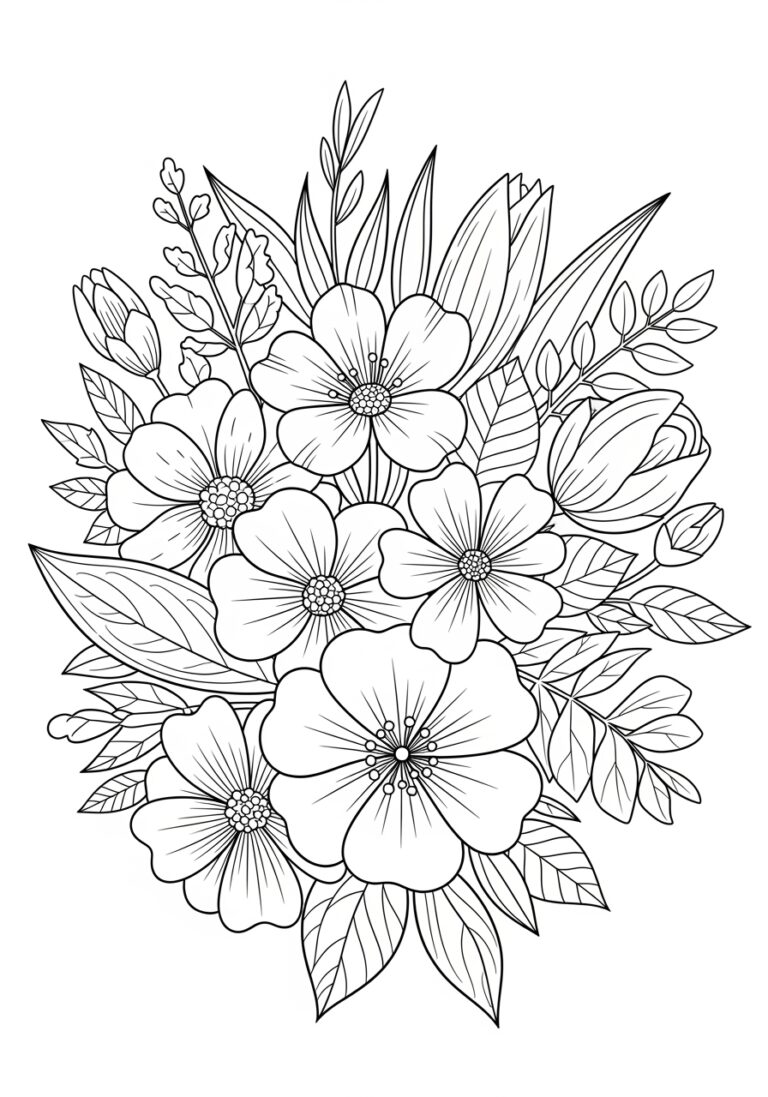 Spring Flower Coloring Page for Adults