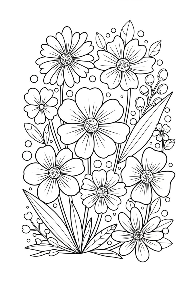 Spring Flower Coloring Page for Preschoolers
