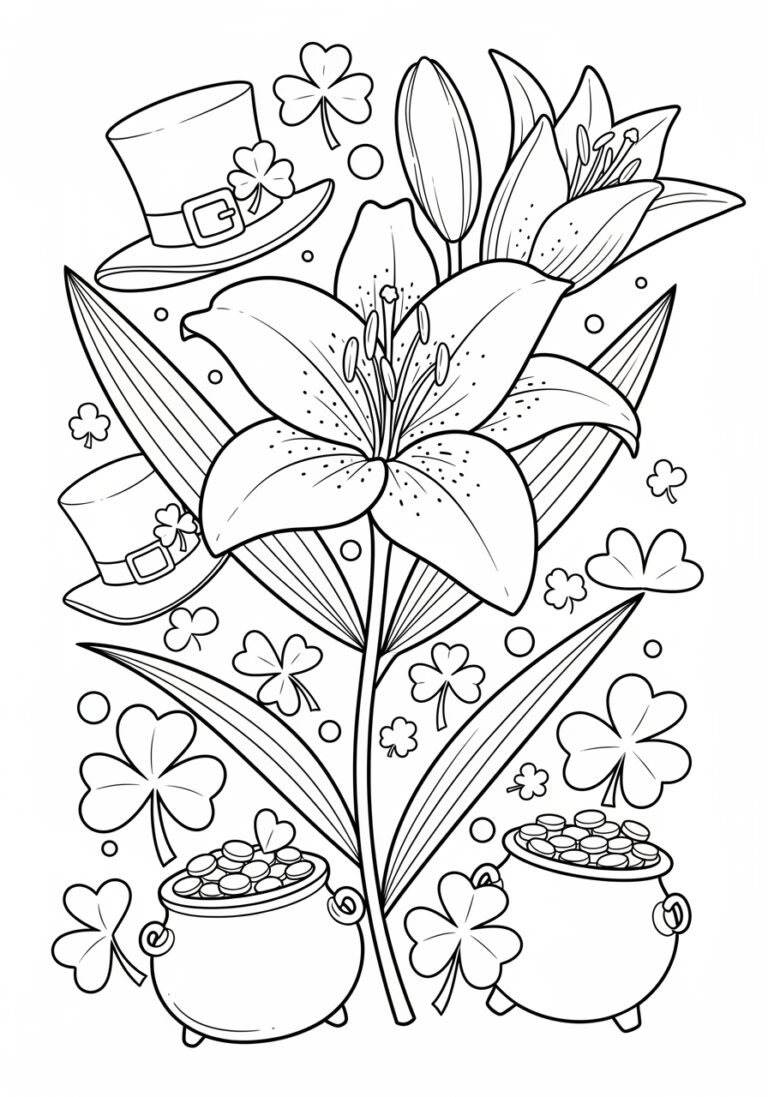 St. Patrick’s Day Lily Coloring Page