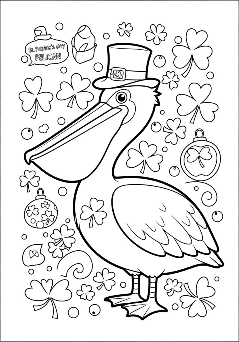 St. Patrick’s Day Pelican Coloring Page