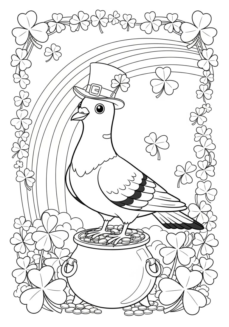 St. Patrick’s Day Pigeon Coloring Page