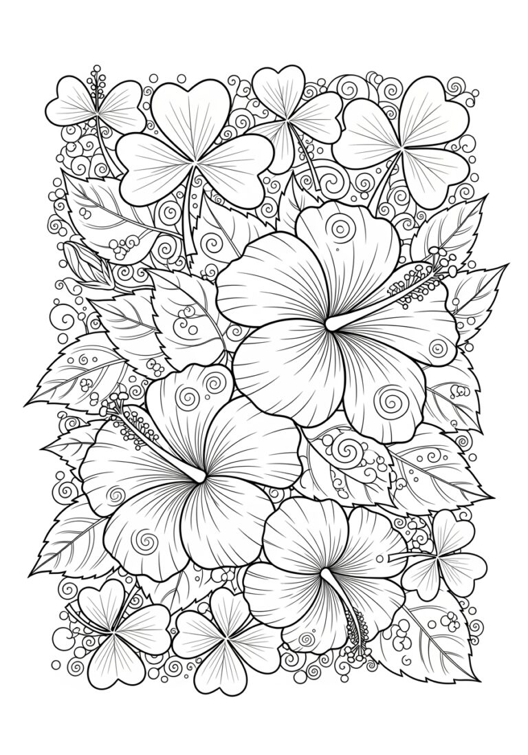 St. Patrick’s Hibiscus Coloring Page