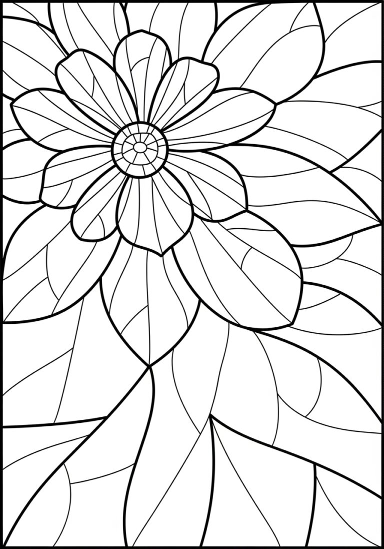 Stained Glass Flower Coloring Page