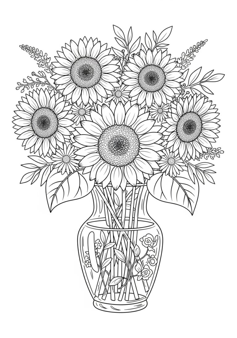 Sunflower Bouquet Coloring Page