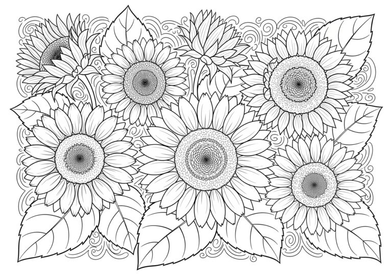 Sunflower Coloring Page Colored