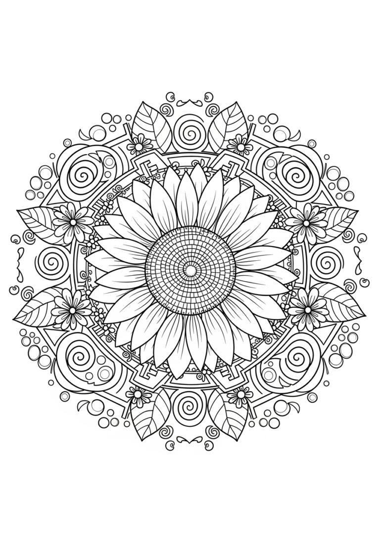 Sunflower Mandala Coloring Page