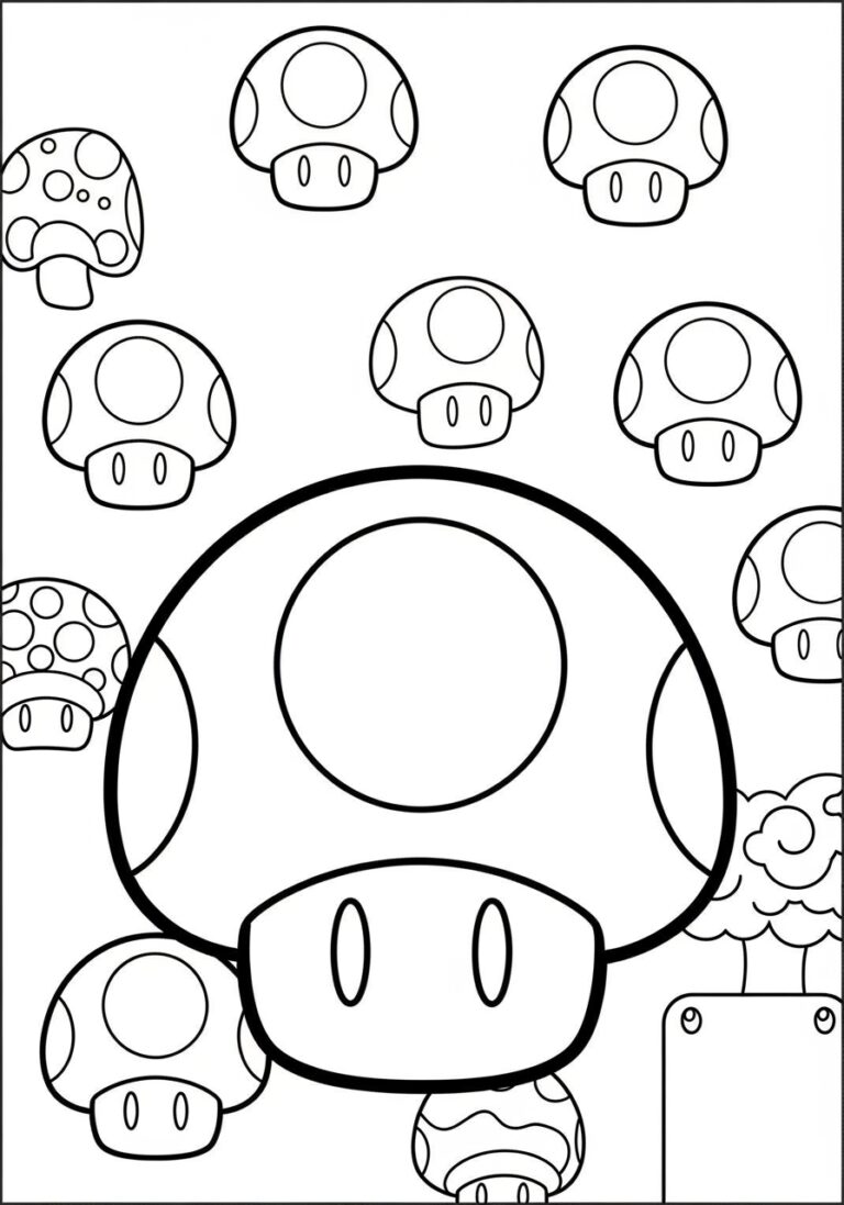 Super Mario Mushroom Coloring Page