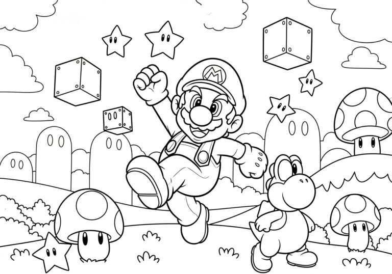 Super Mario Picture Coloring Page