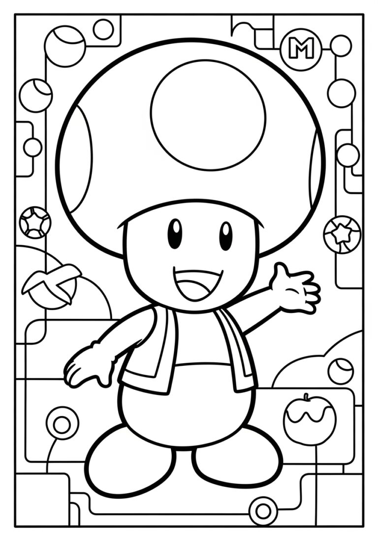 Super Mario Toad Coloring Page