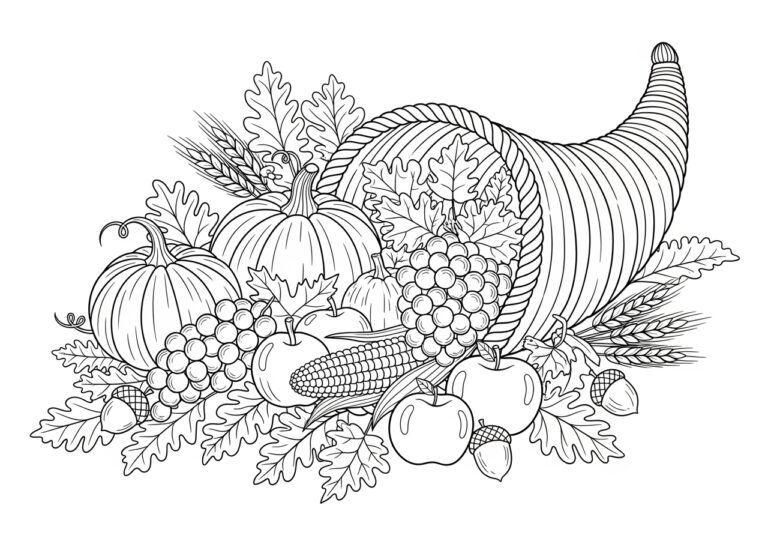 Thanksgiving Coloring Page Cornucopia