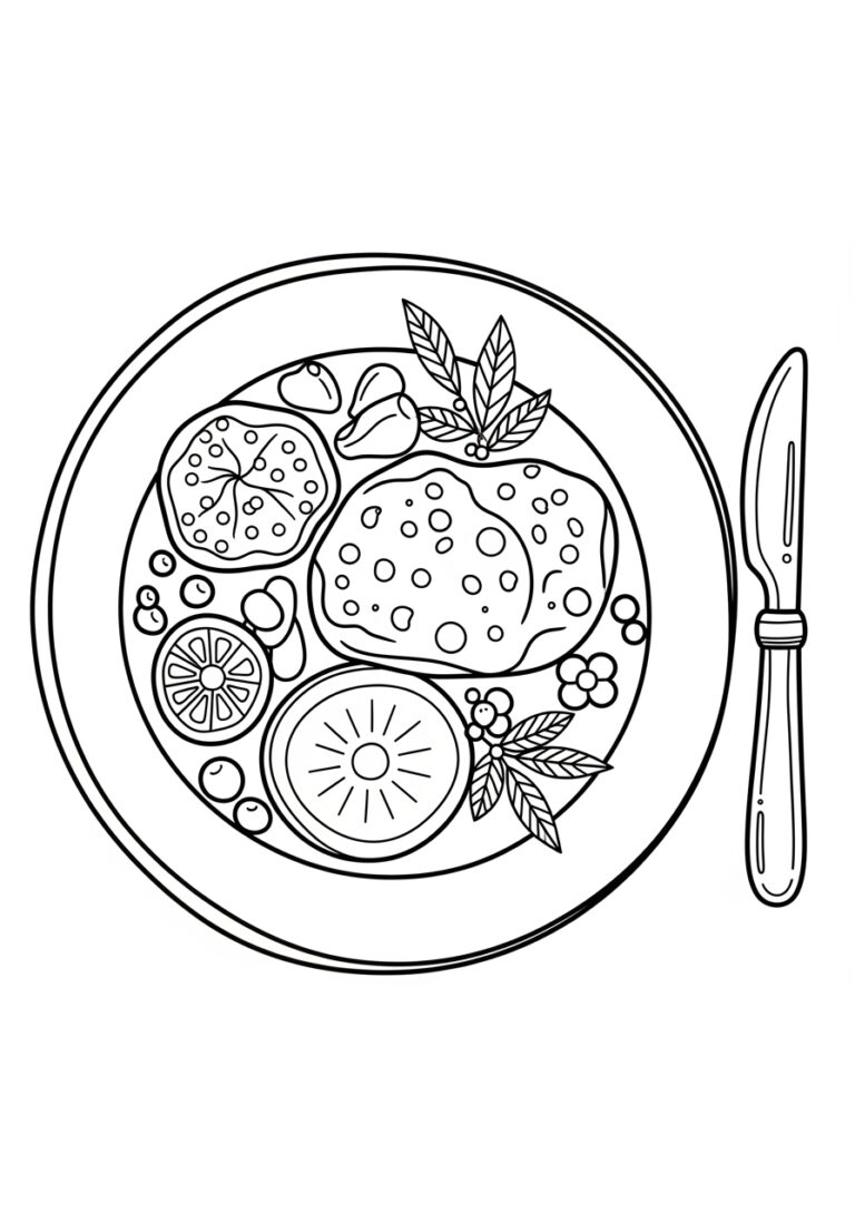 Thanksgiving Dinner Plate Coloring Page
