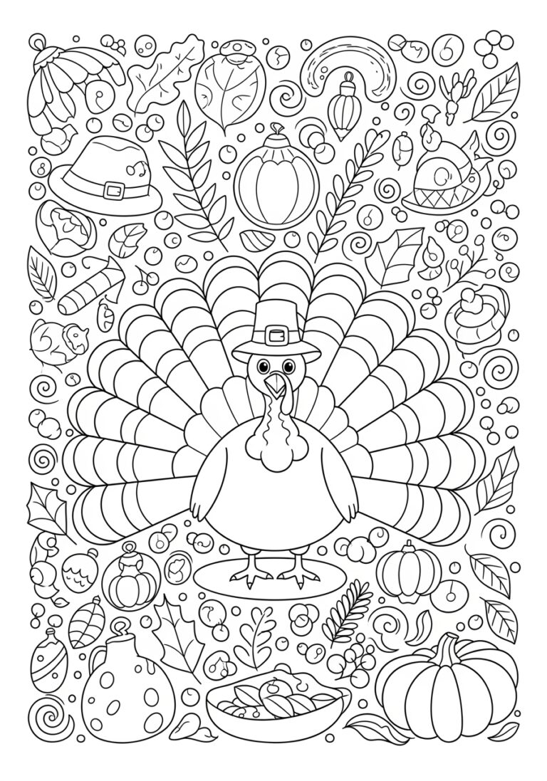 Thanksgiving Drawing to Color