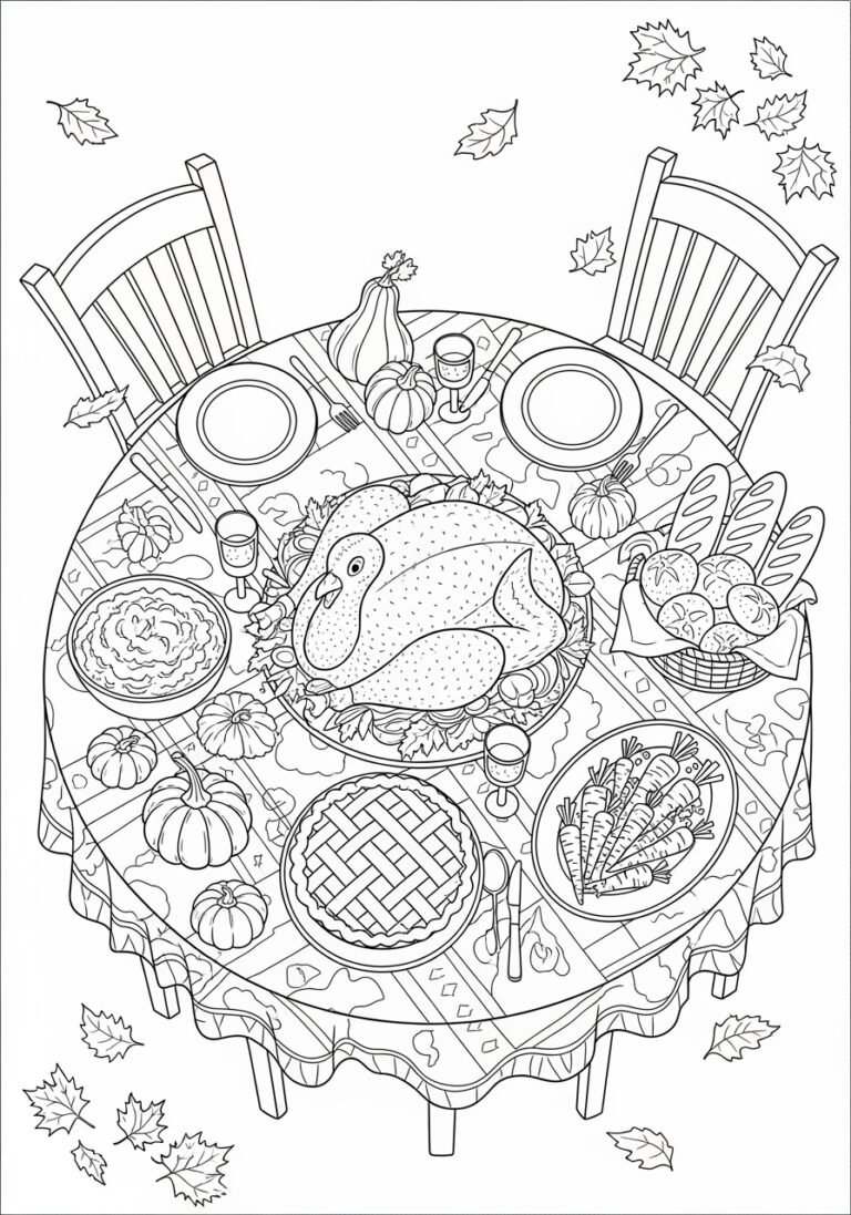 Thanksgiving Feast Coloring Page