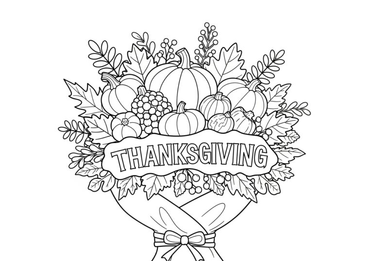 Thanksgiving Harvest Bouquet Coloring Page