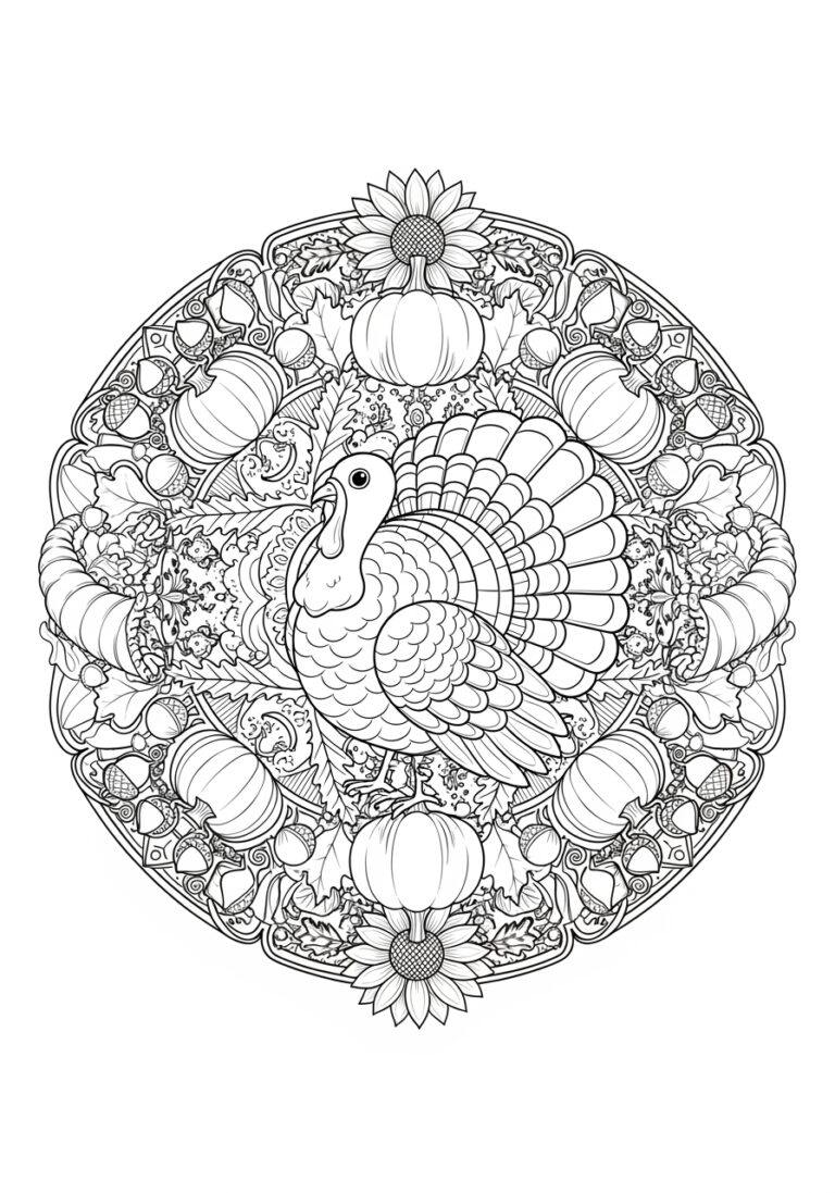 Thanksgiving Mandala Coloring Page