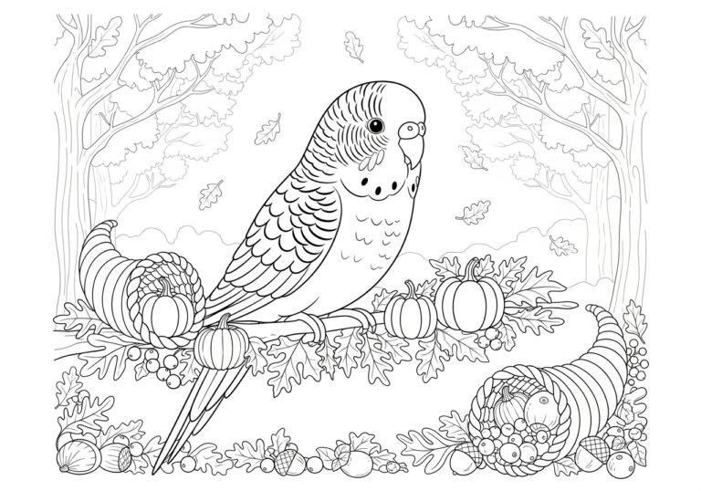 Thanksgiving Parakeet Coloring Page
