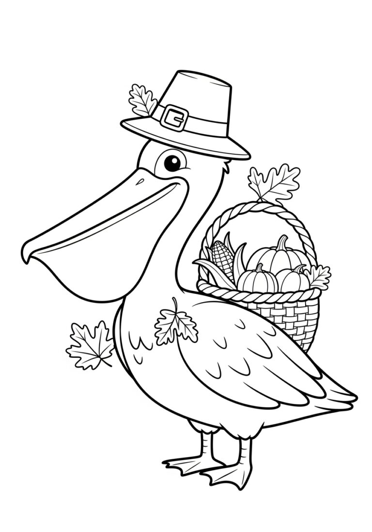 Thanksgiving Pelican Coloring Page