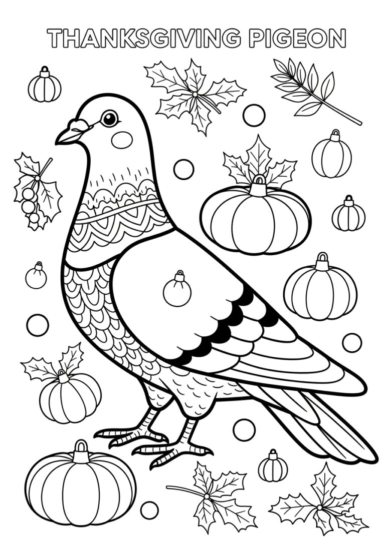 Thanksgiving Pigeon Coloring Page