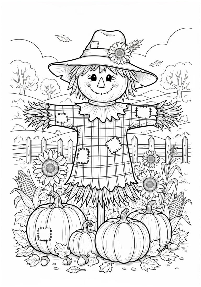 Thanksgiving Scarecrow Coloring Page